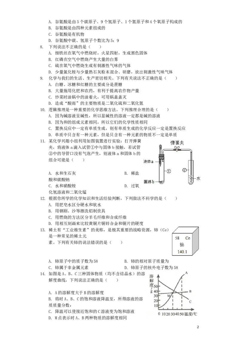 山东省临沂市2019年中考化学真题试题（含解析）_中考真题_5.化学中考真题2015-2024年_2019中考真题卷（140份）