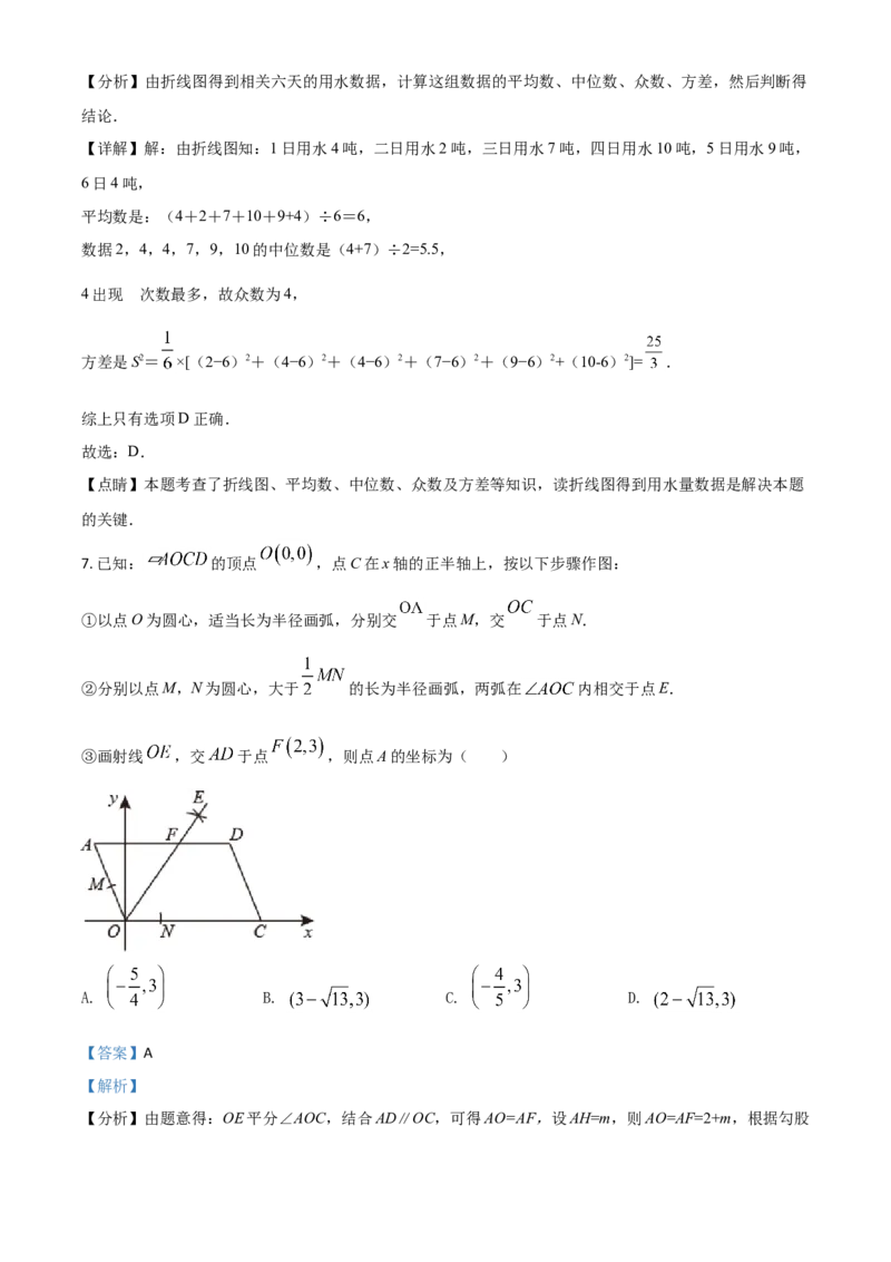 内蒙古鄂尔多斯2021年中考数学试题（解析版）_中考真题_2.数学中考真题2015-2024年_2021中考数学真题86份_2021内蒙古_鄂尔多斯数学