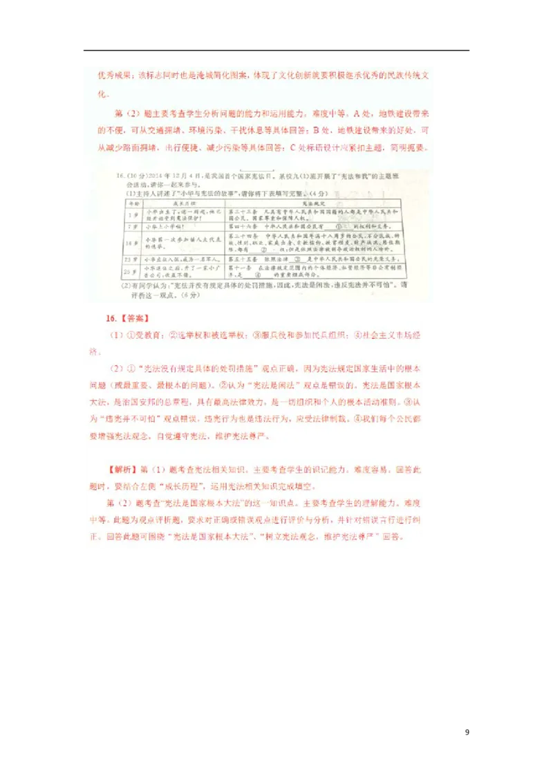 江苏省常州市2015年中考政治真题试题（扫描版，含解析）_7.政治中考真题2015-2024年_2015年全国中考政治113份