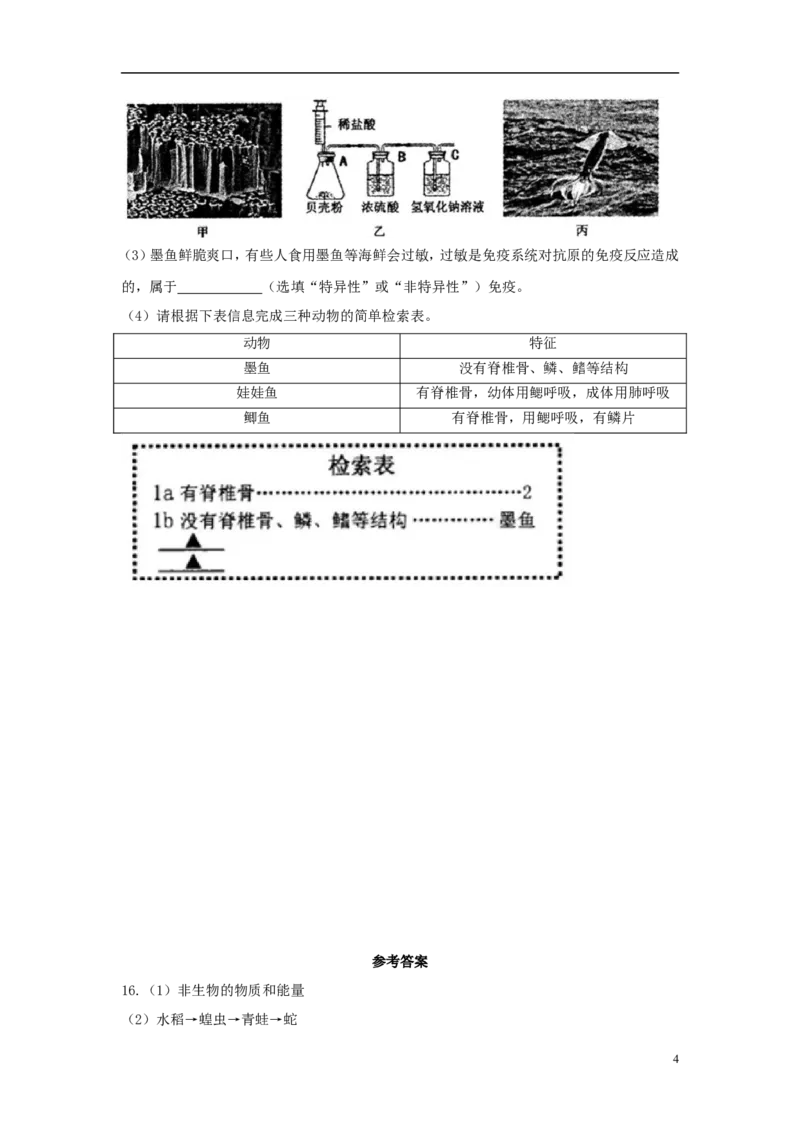 浙江省绍兴市2018年中考科学（生物部分）真题试题（含答案）_8.生物中考真题2015-2024年_2018年全国中考生物141份