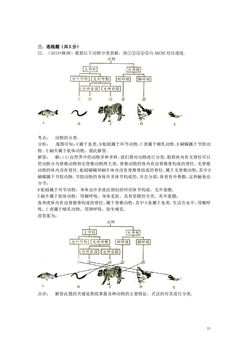 湖南省株洲市2015年中考生物真题试题（含解析）_8.生物中考真题2015-2024年_2015年全国中考生物74份