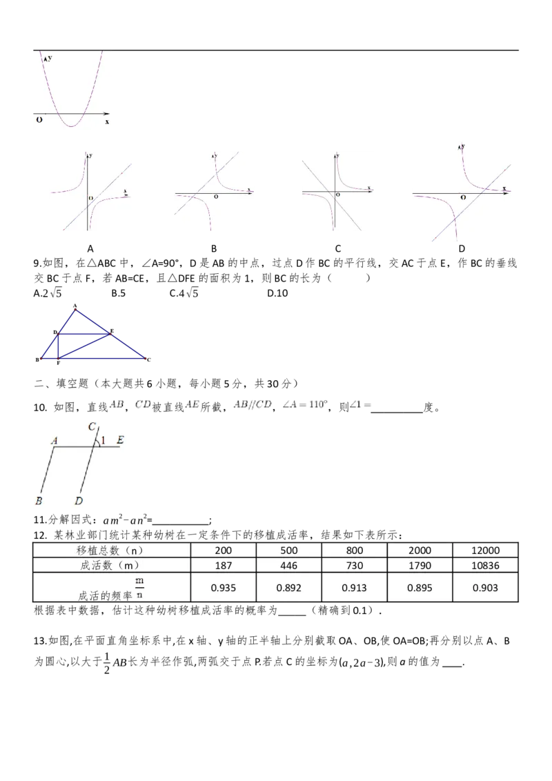 新疆自治区、生产建设兵团2020年初中学业水平考试数学试题_中考真题_2.数学中考真题2015-2024年_2020全国多省多地中考数学真题126份