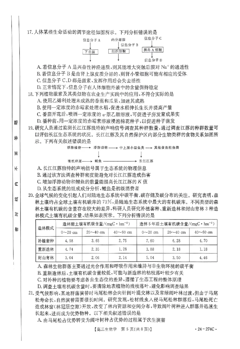 驻马店市2023-2024学年度第一学期期终考试高三生物试题_2024年2月_01每日更新_03号_2024届河南省驻马店市高三上学期期末考试_河南省驻马店市2024届高三上学期期末考试生物