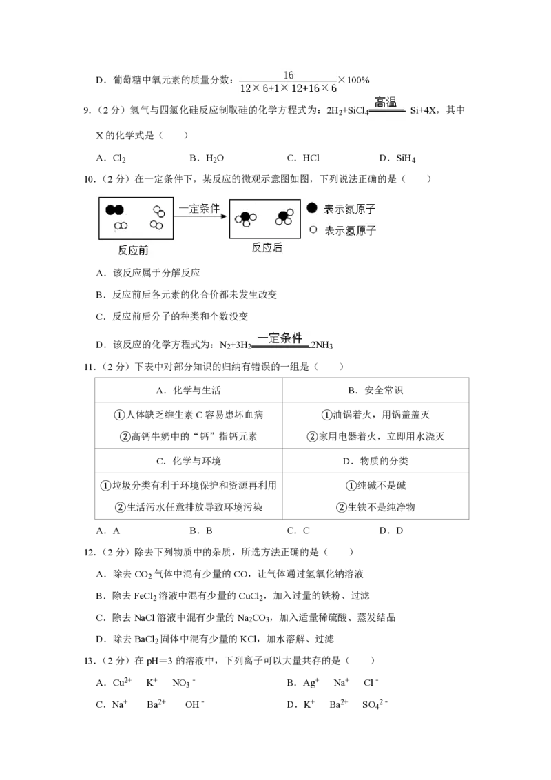 2020年青海省中考化学试卷（省卷）（含解析版）_中考真题_5.化学中考真题2015-2024年_地区卷_青海化学10-21_PDF版（赠送）