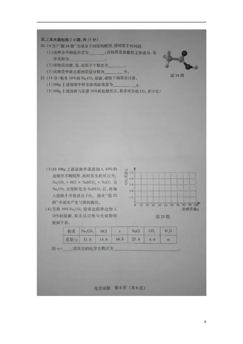 广东省2015年中考化学真题试题（扫描版，含答案）_中考真题_5.化学中考真题2015-2024年_2015中考真题卷（162份）