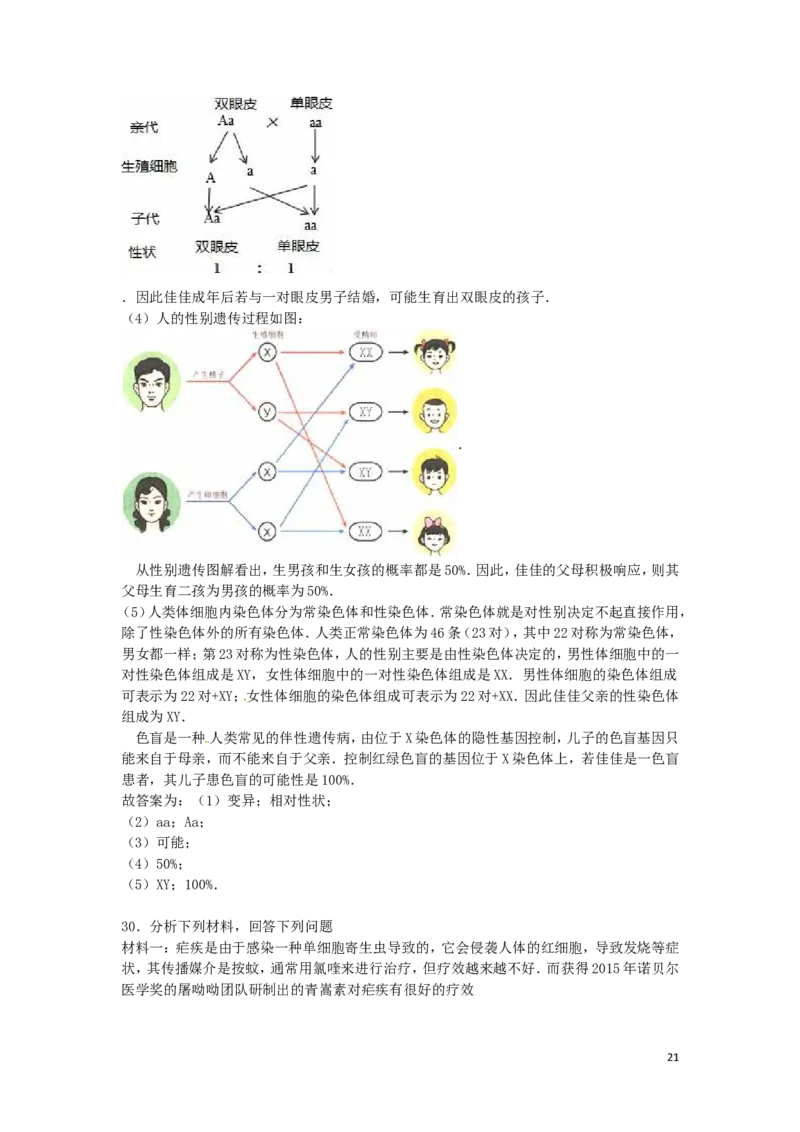 湖南省永州市2016年中考生物真题试题（含解析）_8.生物中考真题2015-2024年_2016年全国中考生物74份