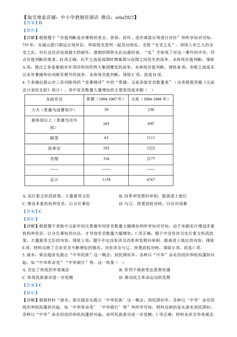 精品解析：2024年四川省眉山市中考文科综合试题-初中历史（解析版）_6.历史中考真题2015-2024年_2024年中考历史真题_精品解析：2024年四川省眉山市中考文科综合试题-初中历史