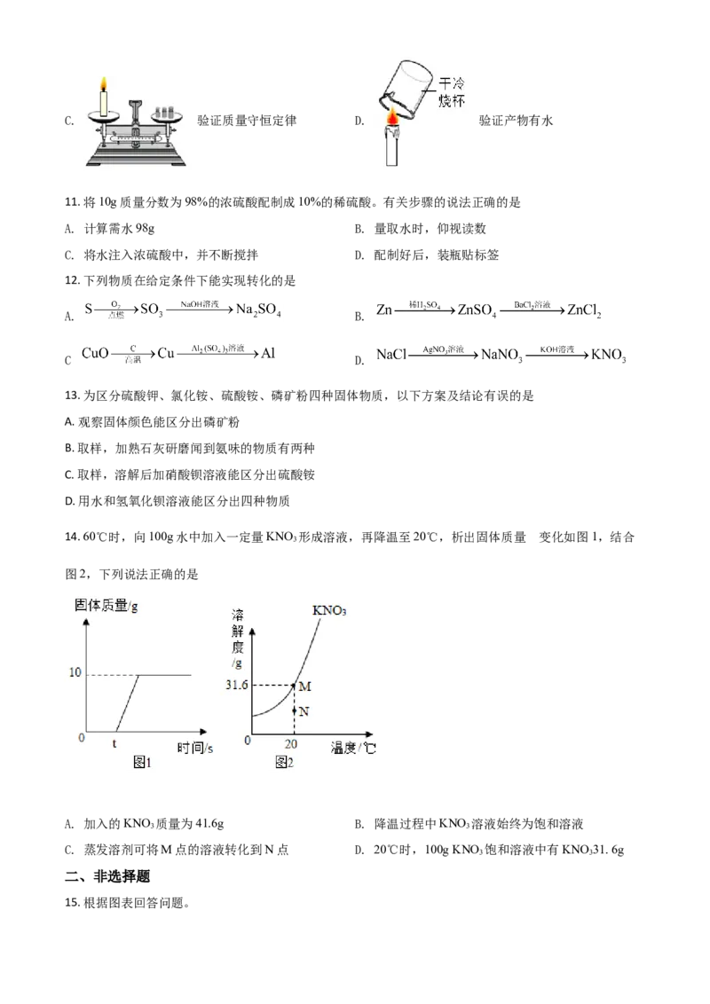 四川省成都市2021年中考化学试题（原卷版）_中考真题_5.化学中考真题2015-2024年_2021年中考化学真题（83份）_成都化学