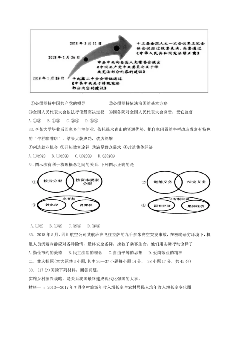 浙江省杭州市2018年中考思想品德真题试题（A卷，含答案）_7.政治中考真题2015-2024年_2018年全国中考政治186份