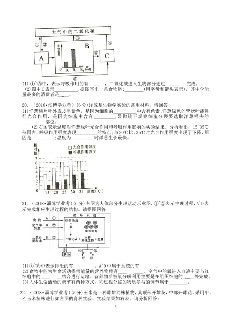 淄博2018生物中考试题解析版_8.生物中考真题2015-2024年_地区卷_山东省_山东淄博生物10-21缺19.20