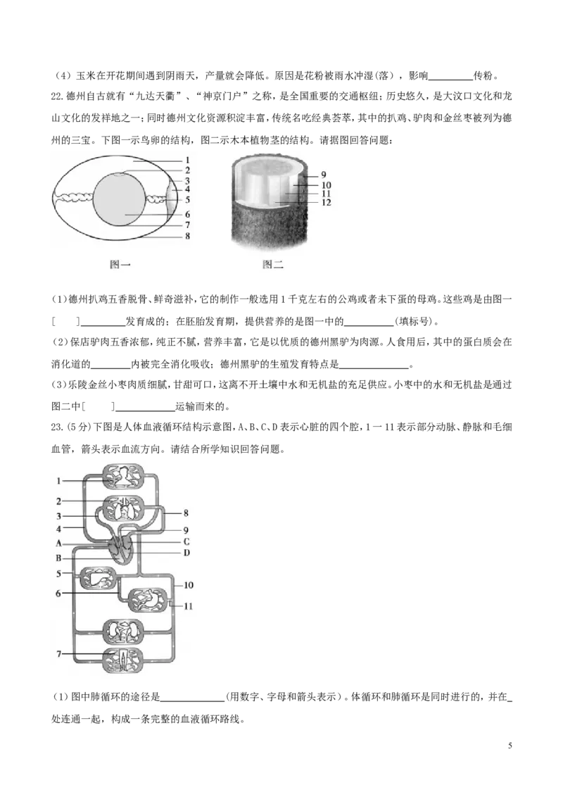 山东省德州市2017年中考生物真题试题（含答案）_8.生物中考真题2015-2024年_2017年全国中考生物124份