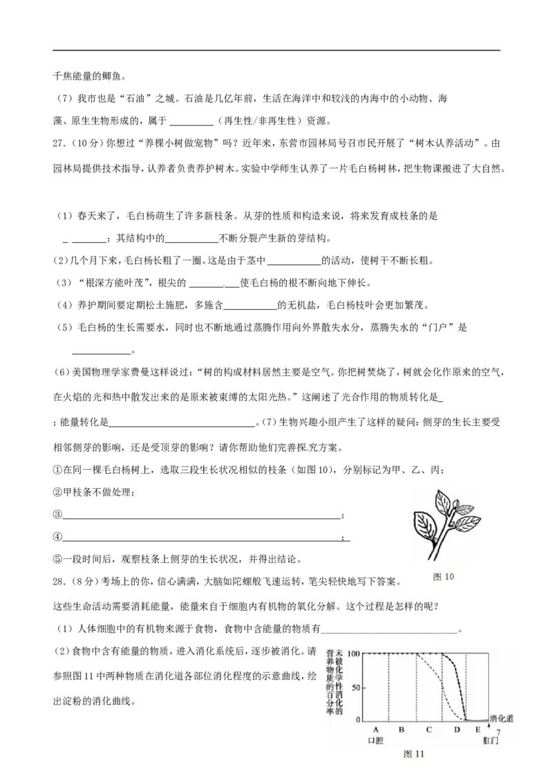山东省东营市2015年中考生物真题试题（含答案）_8.生物中考真题2015-2024年_2015年全国中考生物74份