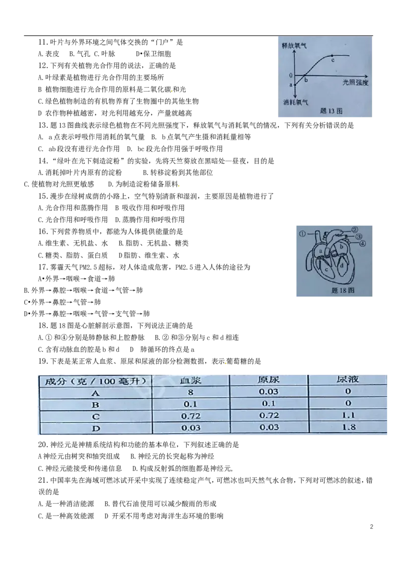 广东省2017年中考生物真题试题（含扫描答案）_8.生物中考真题2015-2024年_2017年全国中考生物124份