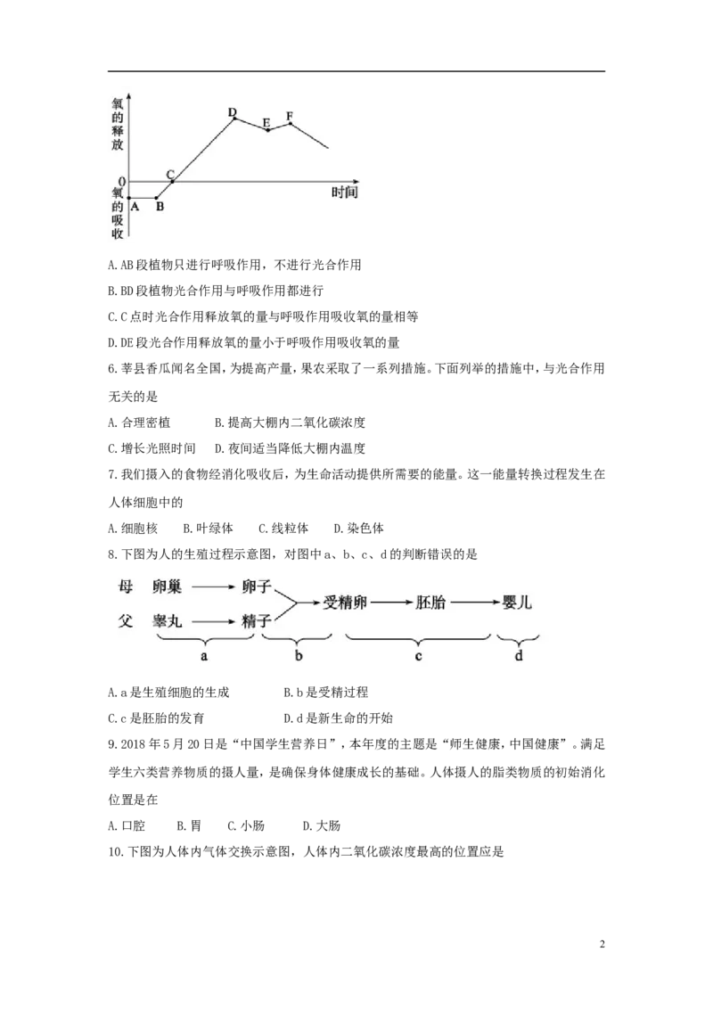 山东省聊城市2018年中考生物真题试题（含答案）_8.生物中考真题2015-2024年_2018年全国中考生物141份