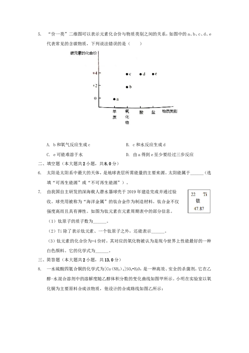 2020浙江省湖州市中考化学真题及答案_中考真题_5.化学中考真题2015-2024年_地区卷_浙江省_浙江湖州化学17-21