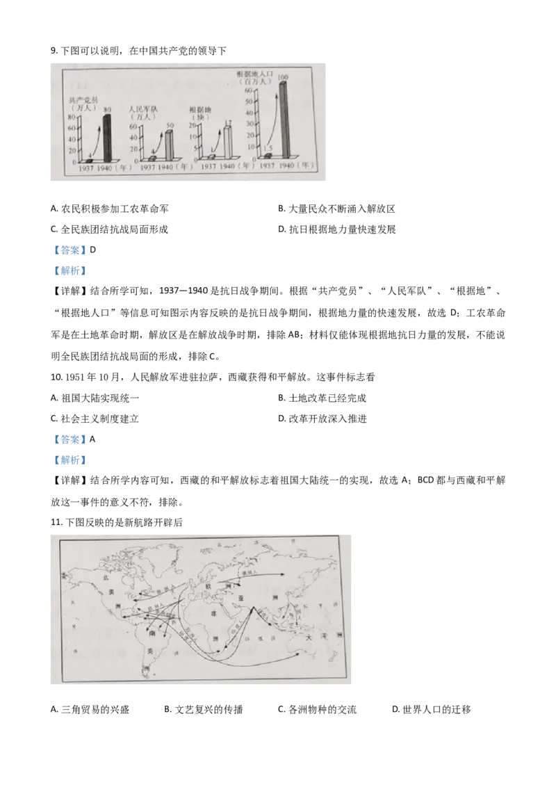广西玉林市2021年中考历史试题（解析版）_6.历史中考真题2015-2024年_2021中考历史真题102份_玉林历史