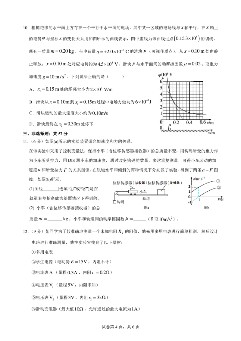 高2024届拔尖强基联盟高三下二月联合考试物理试题(定稿)_2024年2月_01每日更新_26号_高2024届拔尖强基联盟高三下二月联合考试(物理)