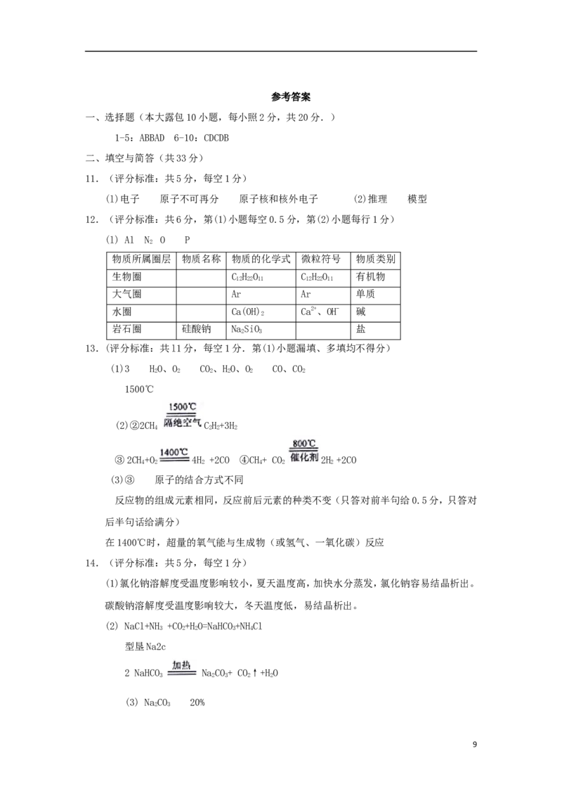山东省威海市2018年中考化学真题试题（含答案）_中考真题_5.化学中考真题2015-2024年_2018中考真题卷（277份）