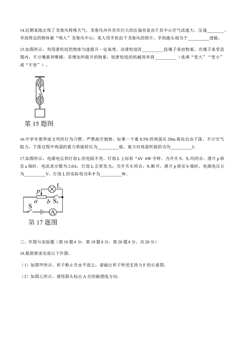 2021年海南中考物理试题及答案_中考真题_4.物理中考真题2015-2024年_地区卷_海南中考物理08-21