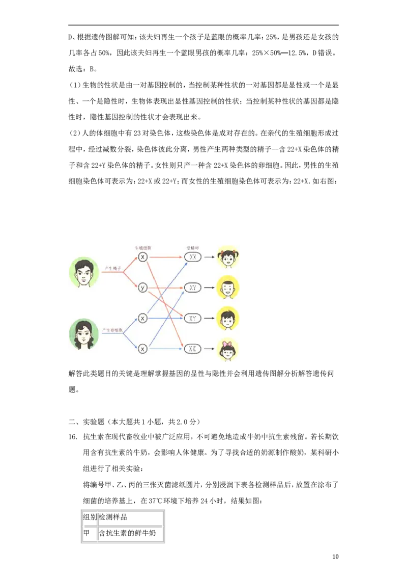 江西省2018年中考生物真题试题（含解析）_8.生物中考真题2015-2024年_2018年全国中考生物141份