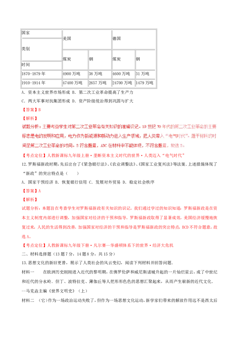 广西南宁市2016年中考历史试题（含解析）_6.历史中考真题2015-2024年_2016年全国中考历史107份