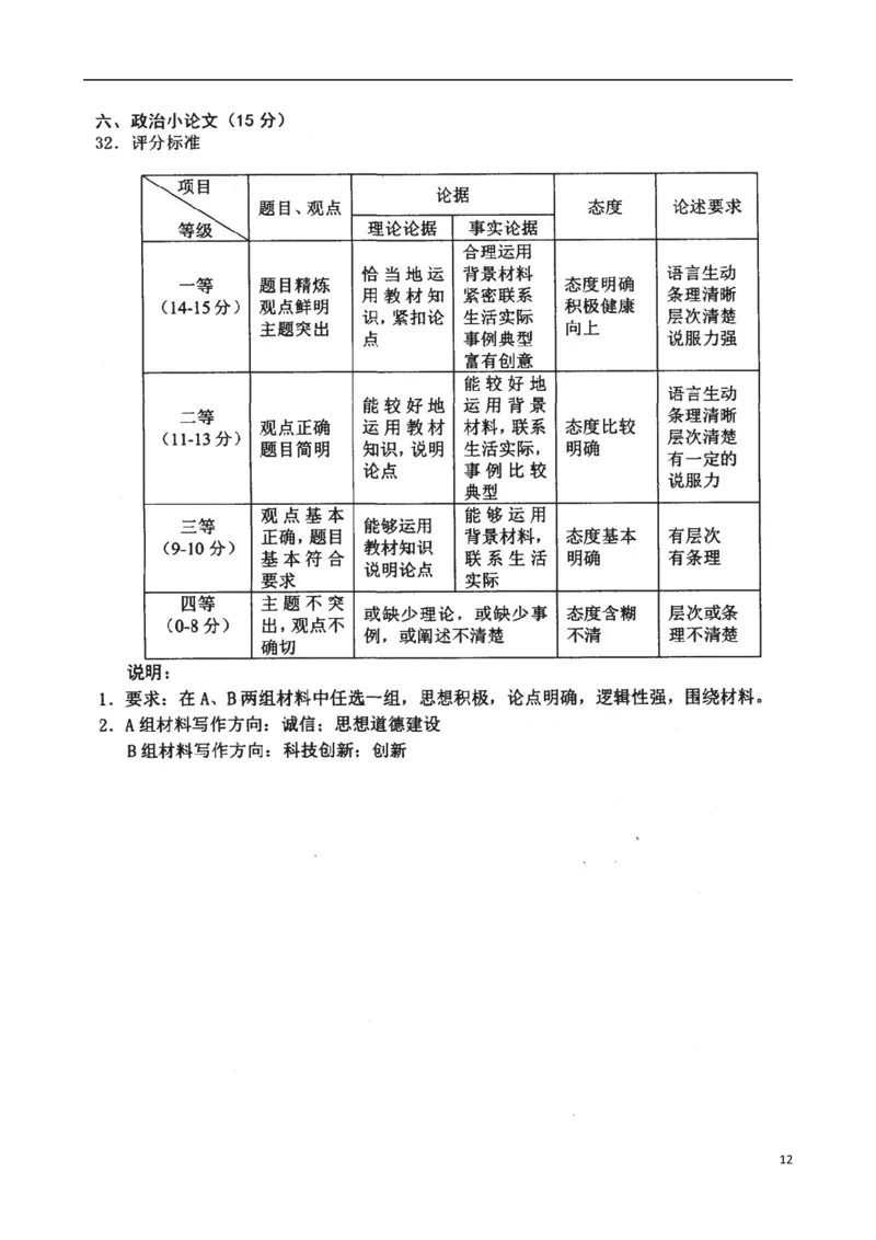 黑龙江省齐齐哈尔市2015年中考政治真题试题（扫描版，含答案）_7.政治中考真题2015-2024年_2015年全国中考政治113份