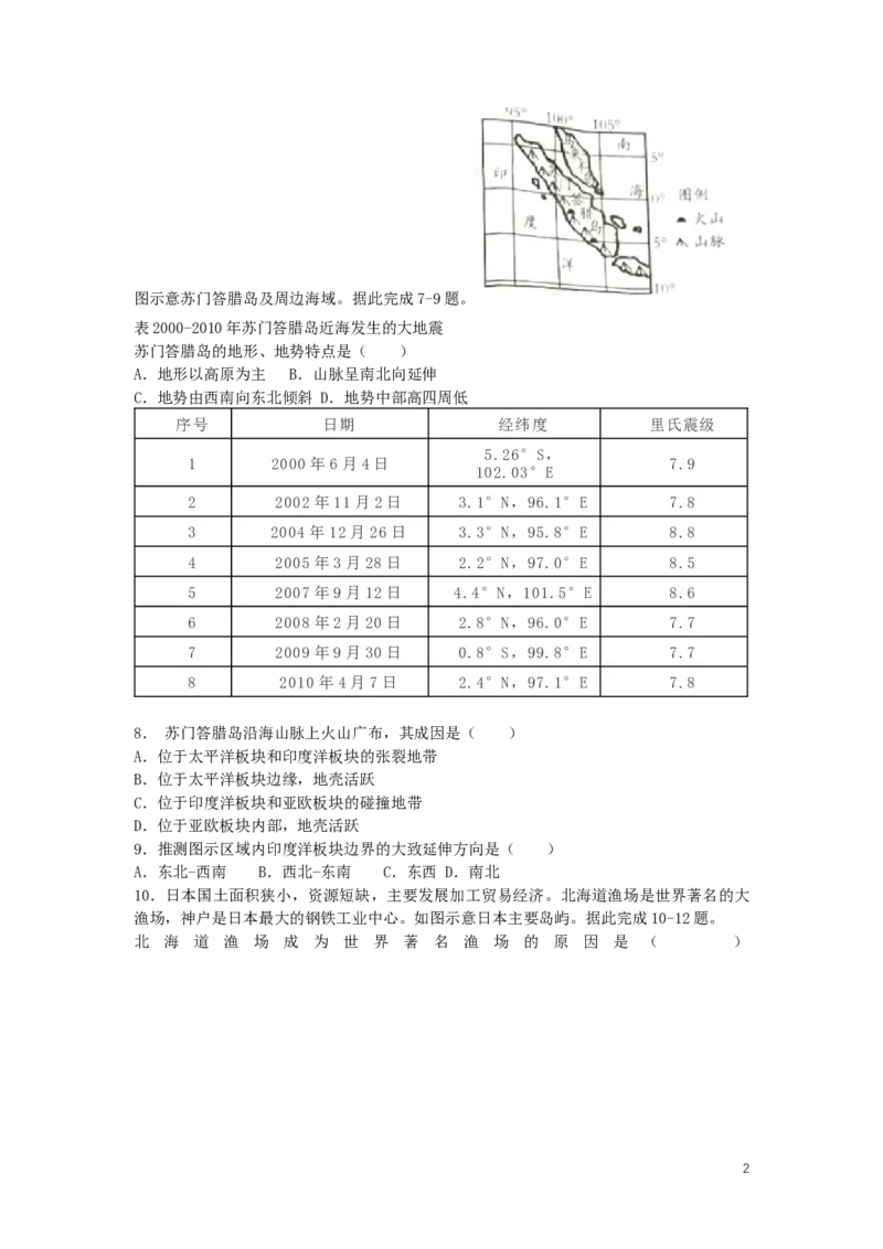 山东省潍坊市2019年中考地理真题试题_9.地理中考真题2015-2024年_2019年全国中考地理133份