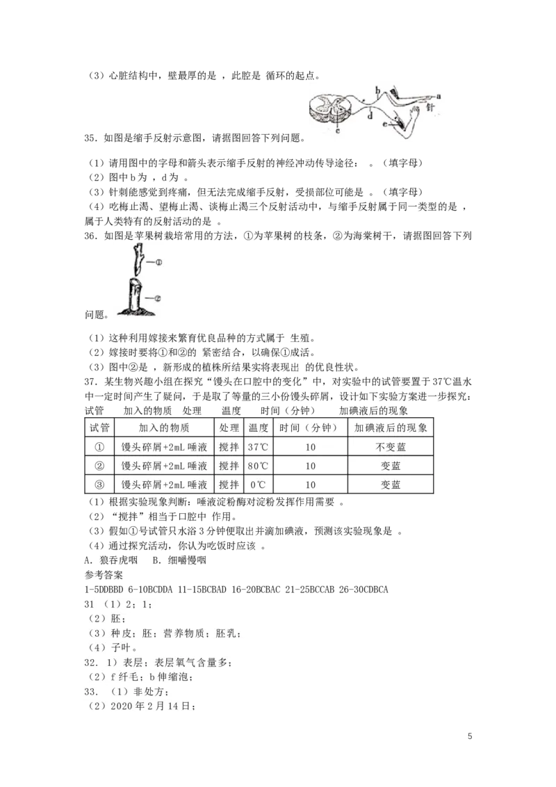 新疆2019年中考生物真题试题_8.生物中考真题2015-2024年_2019年全国中考生物92份