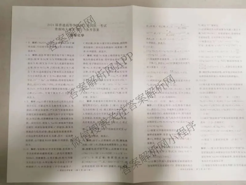 青桐鸣理综答案_2024年3月_013月合集_2024届河南省普通高等学校招生全国统一考试青桐鸣3月联考_河南省2024届普通高等学校招生全国统一考试青桐鸣3月联考理综