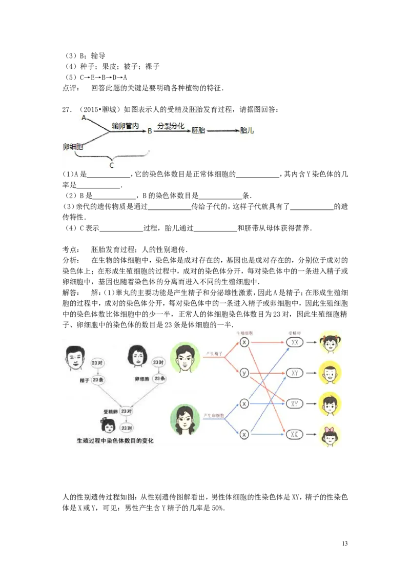 山东省聊城市2015年中考生物真题试题（含解析）_8.生物中考真题2015-2024年_2015年全国中考生物74份