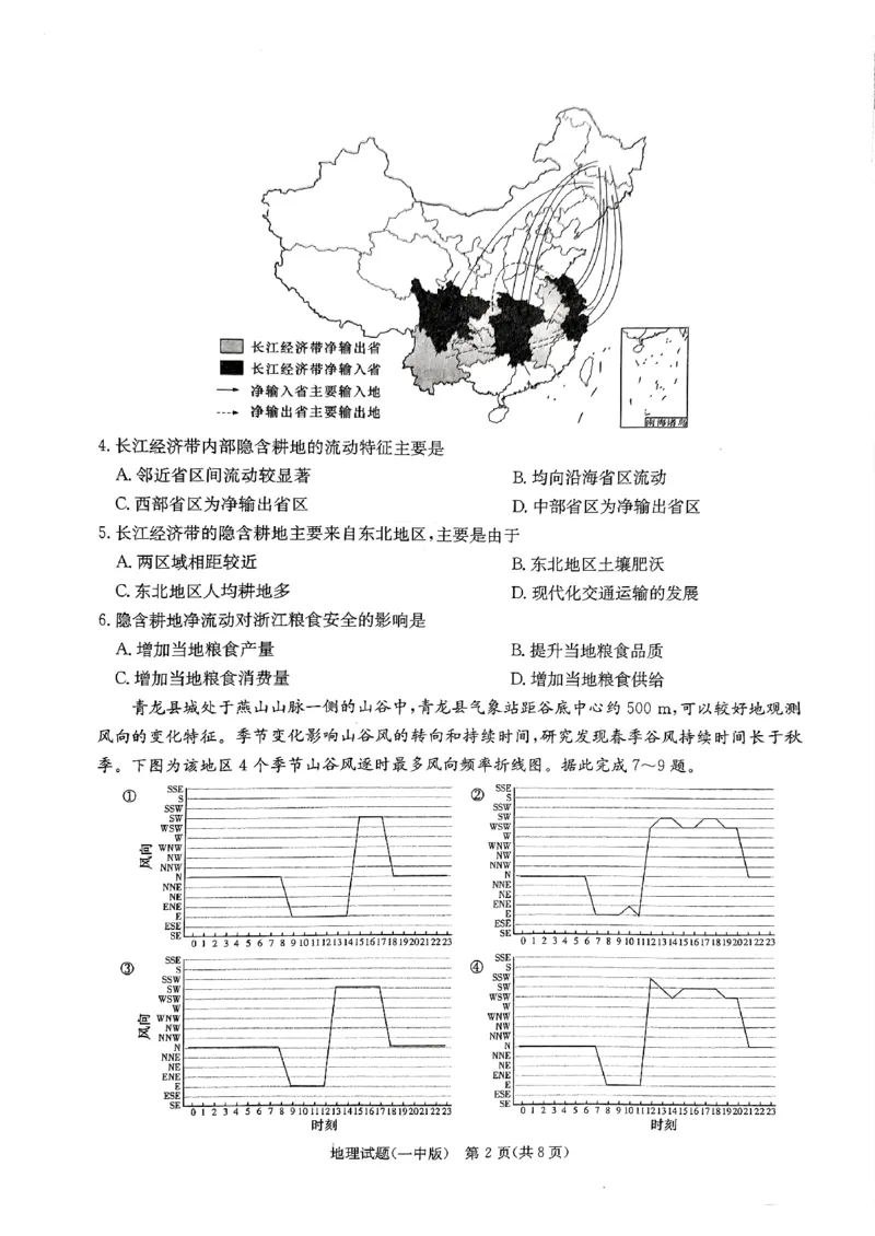 一中8地理_2024年4月_01按日期_16号_2024届湖南省长沙一中高三下学期月考（八）_湖南省长沙市第一中学2023-2024学年高三下学期月考（八）地理试题