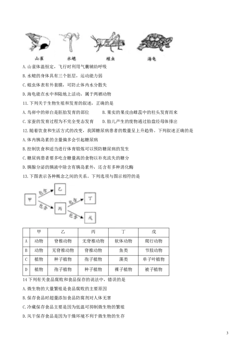 河北省2017年中考生物真题试题（含答案）_8.生物中考真题2015-2024年_2017年全国中考生物124份