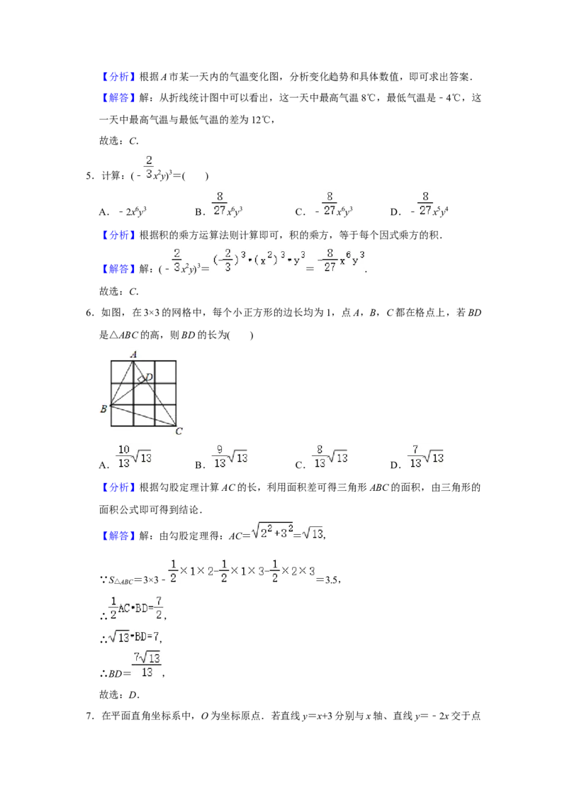 2020年陕西省中考数学试题及答案_中考真题_2.数学中考真题2015-2024年_地区卷_陕西数学08-22（陕西省统一试卷）