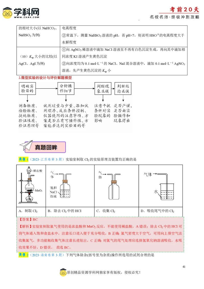 化学（四）-2024年高考考前20天终极冲刺攻略_2024高考押题卷_62024学科网全系列_21学科网高考考前终极攻略_化学-2024年高考考前20天终极冲刺攻略