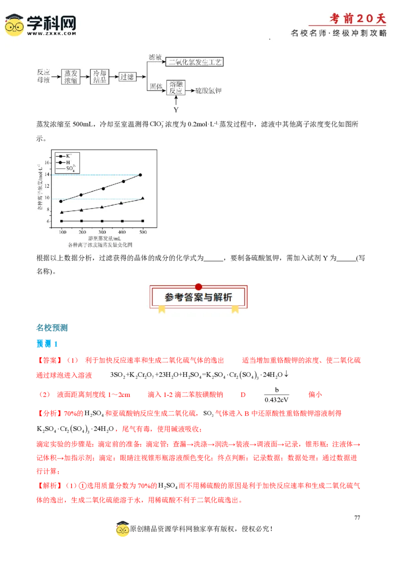 化学（四）-2024年高考考前20天终极冲刺攻略_2024高考押题卷_62024学科网全系列_21学科网高考考前终极攻略_化学-2024年高考考前20天终极冲刺攻略