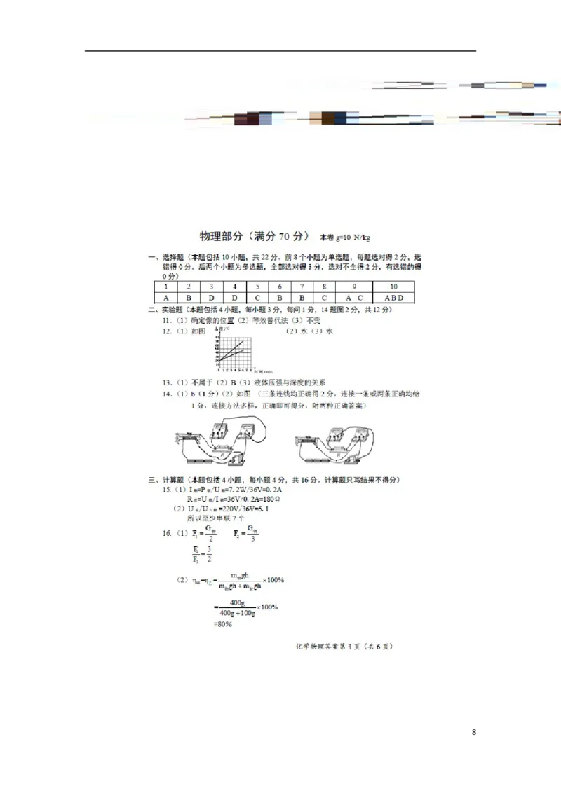 内蒙古呼和浩特市2018年中考物理真题试题（扫描版，含答案）_中考真题_4.物理中考真题2015-2024年_2018年中考物理真题223份
