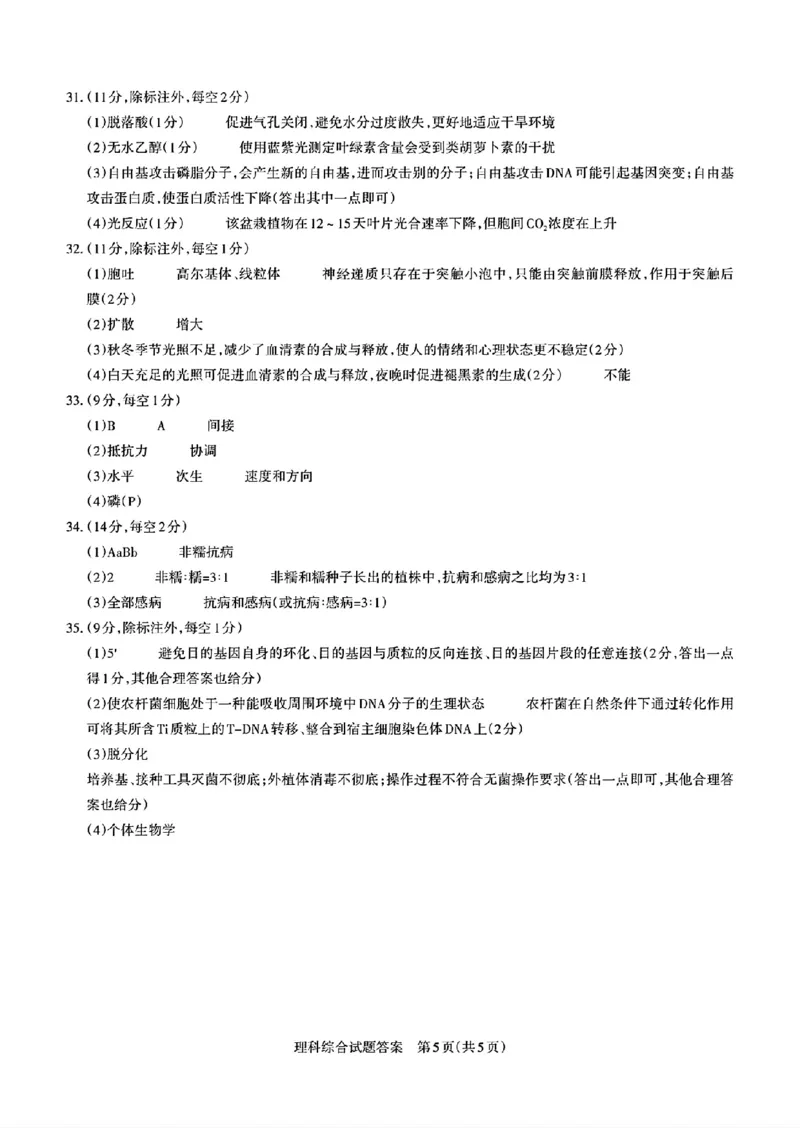 去手写_2024年山西省高考考前适应性测试(1)_2024年3月_013月合集_2024届山西省高三一模考试3月适应性考试_2024届山西省高三适应性考试（一）理综试题