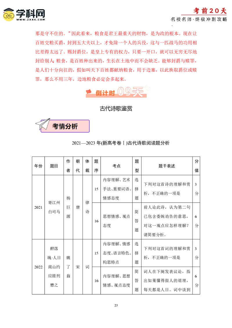 语文（三）-2024年高考考前20天终极冲刺攻略_2024高考押题卷_62024学科网全系列_21学科网高考考前终极攻略_语文-2024年高考考前20天终极冲刺攻略