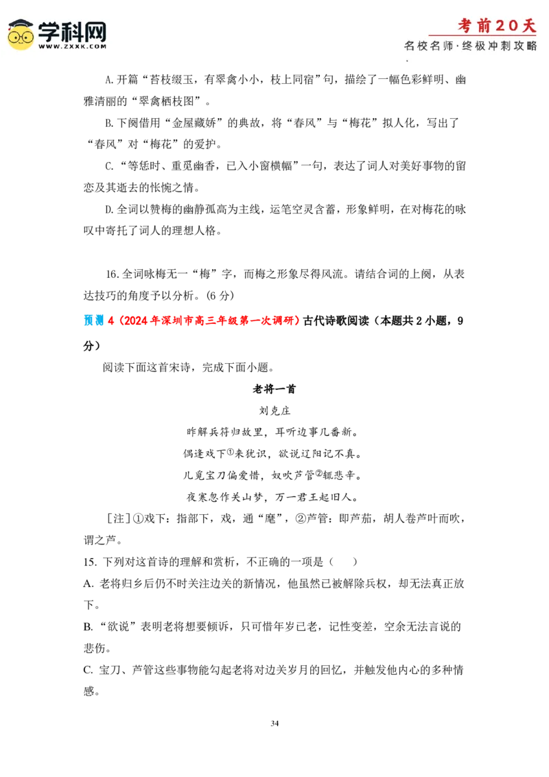 语文（三）-2024年高考考前20天终极冲刺攻略_2024高考押题卷_62024学科网全系列_21学科网高考考前终极攻略_语文-2024年高考考前20天终极冲刺攻略