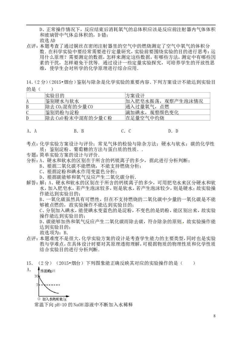 山东省烟台市2015年中考化学真题试题（含解析）_中考真题_5.化学中考真题2015-2024年_2015中考真题卷（162份）