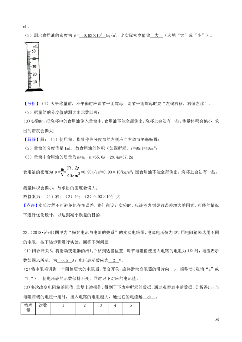 四川省泸州市2018年中考理综（物理部分）真题试题（含解析）_中考真题_4.物理中考真题2015-2024年_2018年中考物理真题223份