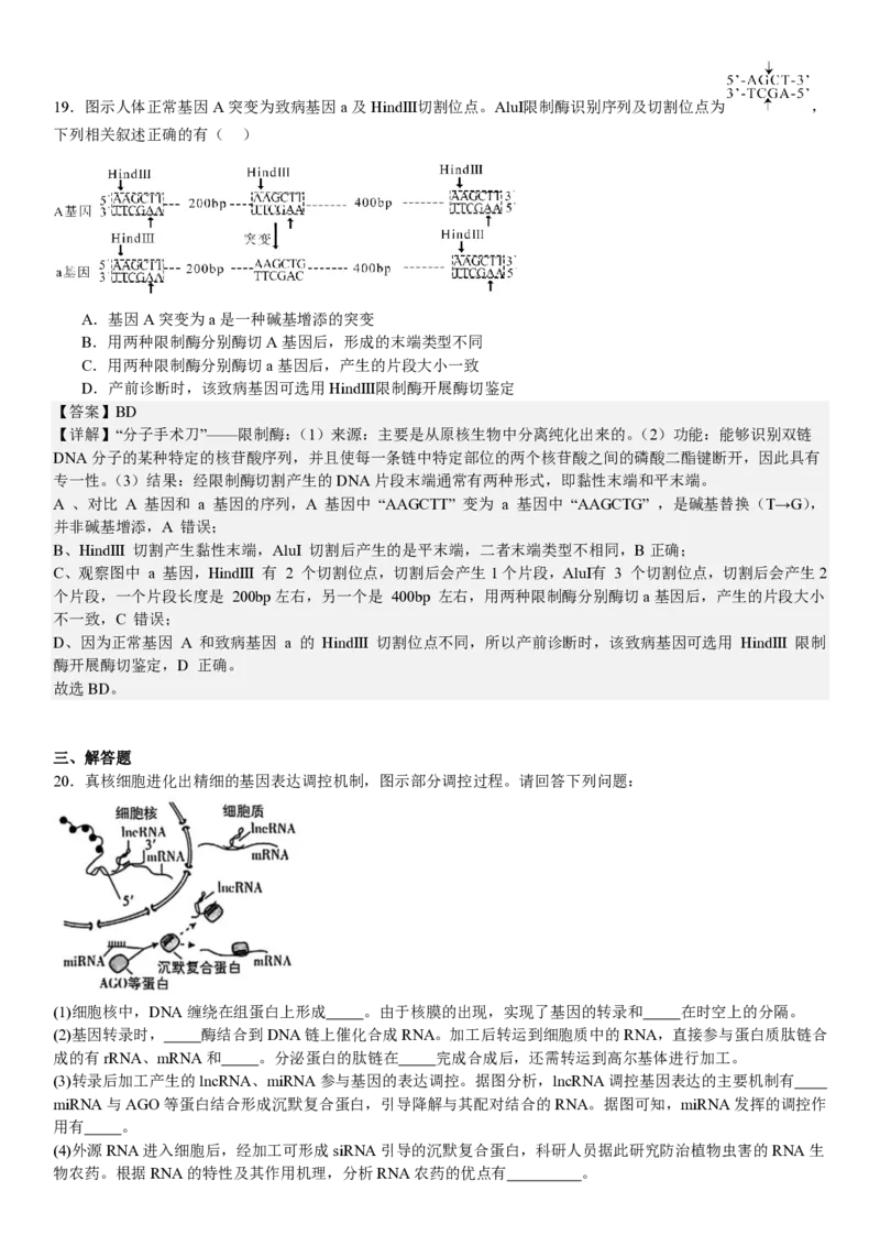 江苏生物-答案_1.高考2025全国各省真题+答案_00.2025各省市高考真题及答案（按省份分类）_5、江苏卷（9科全）_6.生物