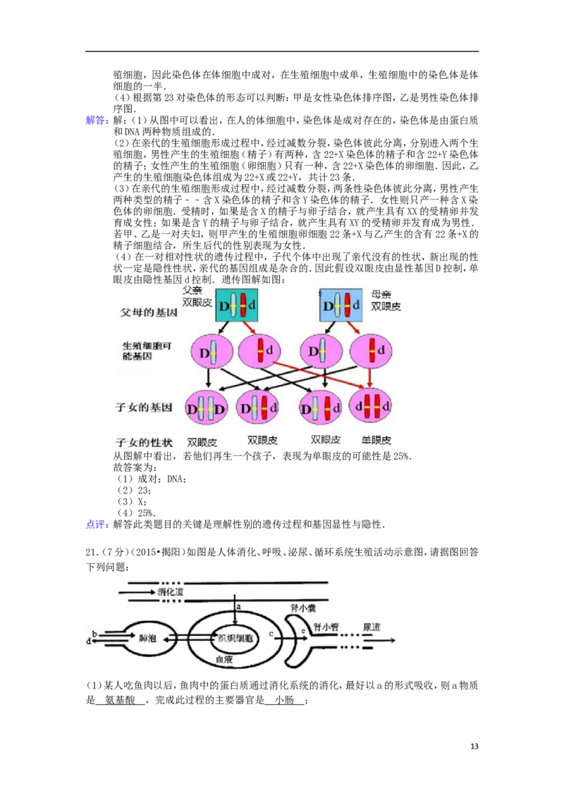 广东省揭阳市2015年中考生物真题试题（含解析）_8.生物中考真题2015-2024年_2015年全国中考生物74份