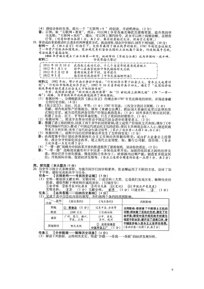 山西省2016年中考文综（历史部分）真题试题（含扫描答案）_6.历史中考真题2015-2024年_2016年全国中考历史107份