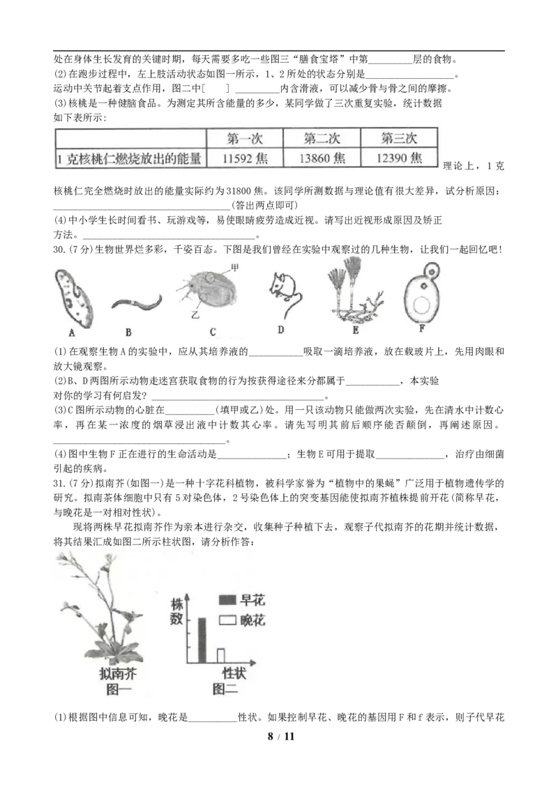 山东省临沂市2019年初中学业考试生物试题_8.生物中考真题2015-2024年_地区卷_山东省_临沂生物08-22_临沂生物