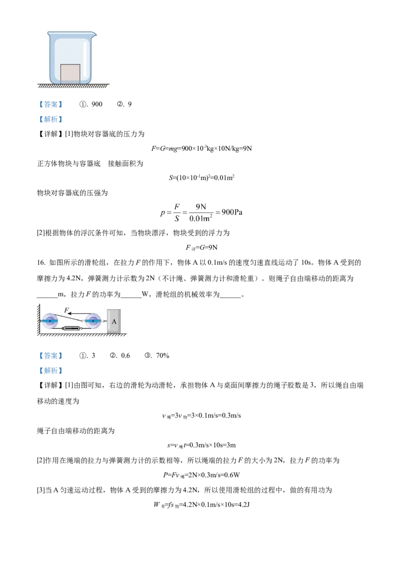 2022年辽宁省锦州市中考物理试题（解析版）_中考真题_4.物理中考真题2015-2024年_地区卷_辽宁物理_辽宁物理_锦州物理14-22