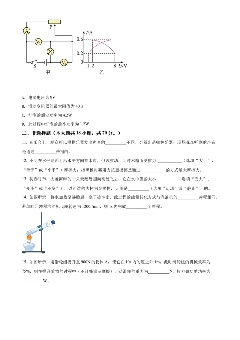 2022年辽宁省朝阳市中考物理试题（原卷版）_中考真题_4.物理中考真题2015-2024年_地区卷_辽宁物理_辽宁物理_朝阳物理15-22缺16