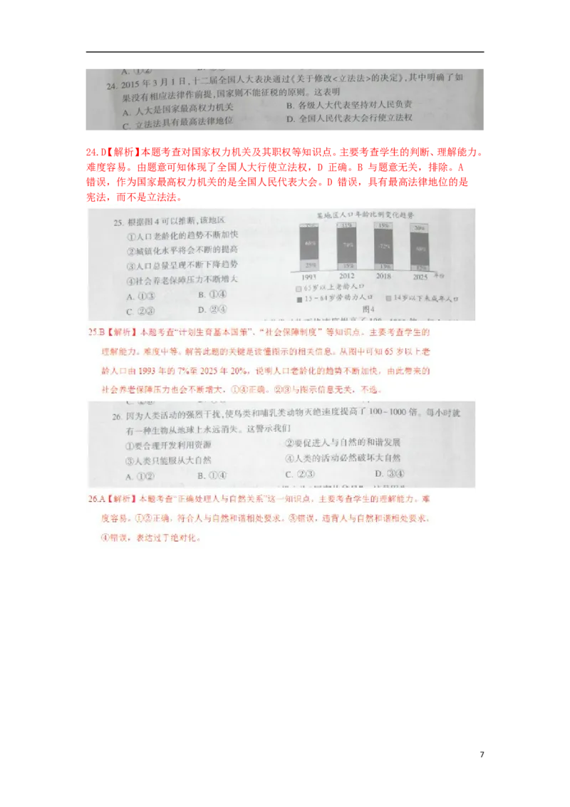 江苏省镇江市2015年中考政治真题试题（扫描版，含解析）_7.政治中考真题2015-2024年_2015年全国中考政治113份