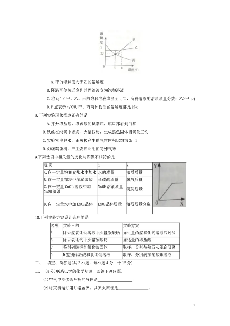 江苏省宿迁市2018年中考化学真题试题（含答案）_中考真题_5.化学中考真题2015-2024年_2018中考真题卷（277份）