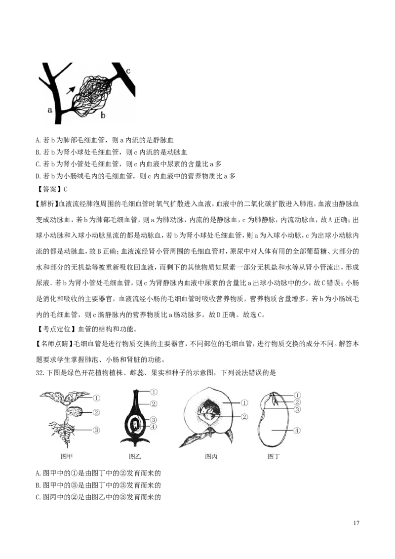 山东省青岛市2017年中考生物真题试题（含解析）_8.生物中考真题2015-2024年_2017年全国中考生物124份